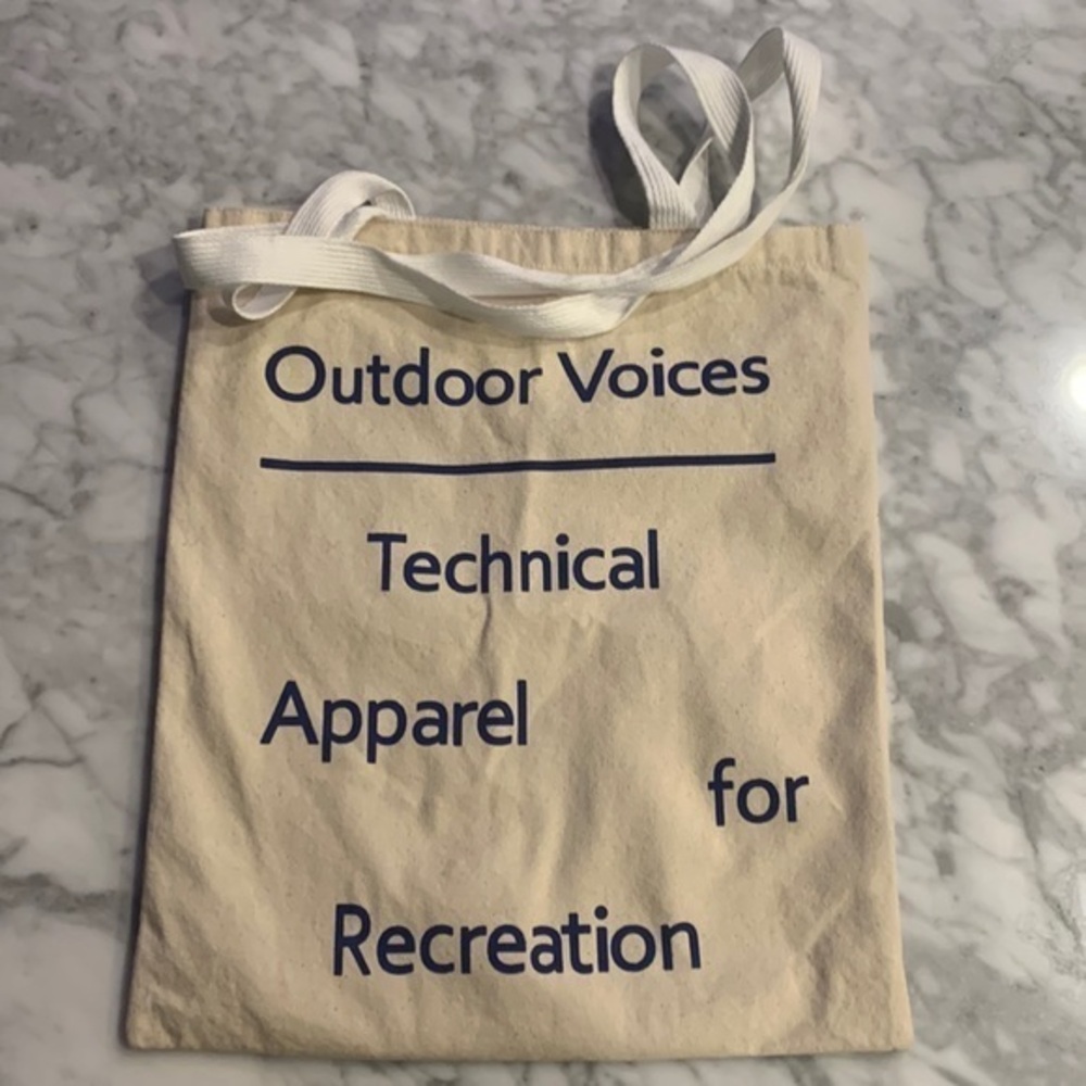 Outdoor voices tote bag. One size. Comes from a home with pets!